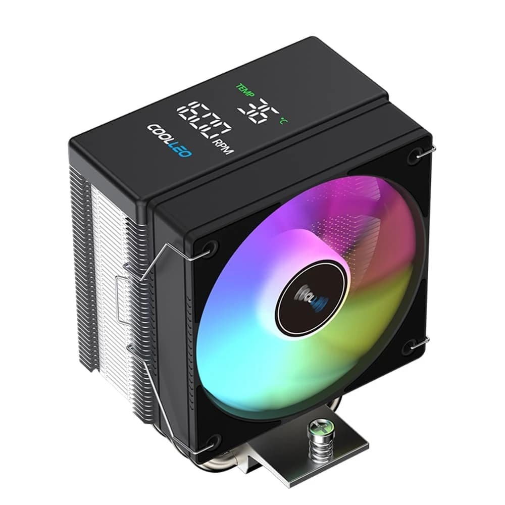 تبريد COOLLEO B40S ARGB Digital CPU Cooler,HDB Bearing 10 * 10cm Performance مروحة PWM 2200RPM مبرد هوائي 200W TDP, Suitable for AMD AM4/AM5 & Intel LGA 1700/1200/115X