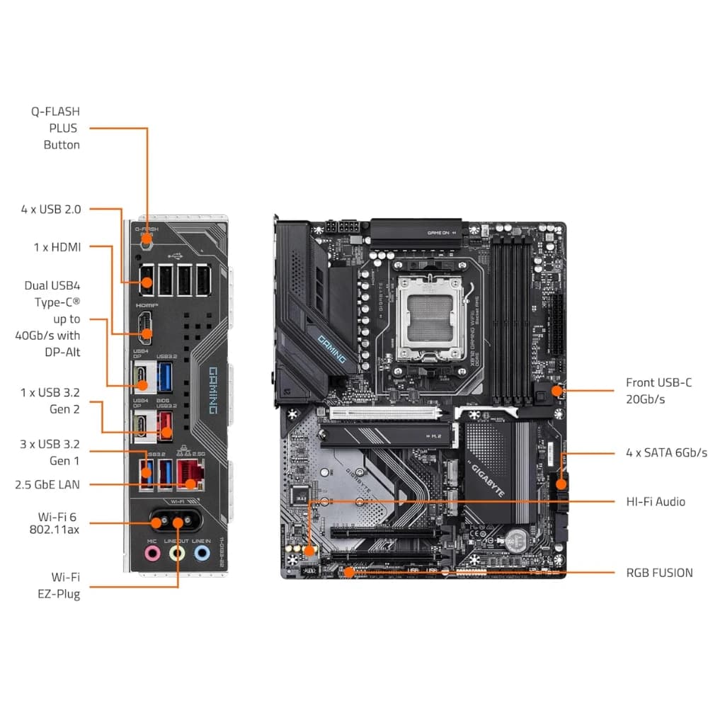 لوحة أم GIGABYTE X870 GAMING X WIFI6 AM5 AMD-Motherboard