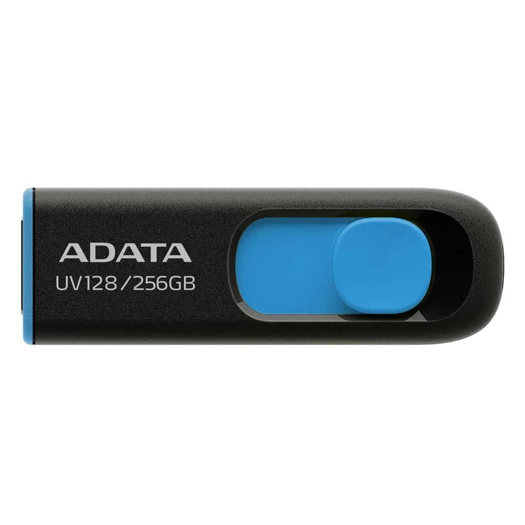 وحدة تخزين ADATA UV128 USB 3.2 Flash Drive Sliding Connector — 256GB / أزرق