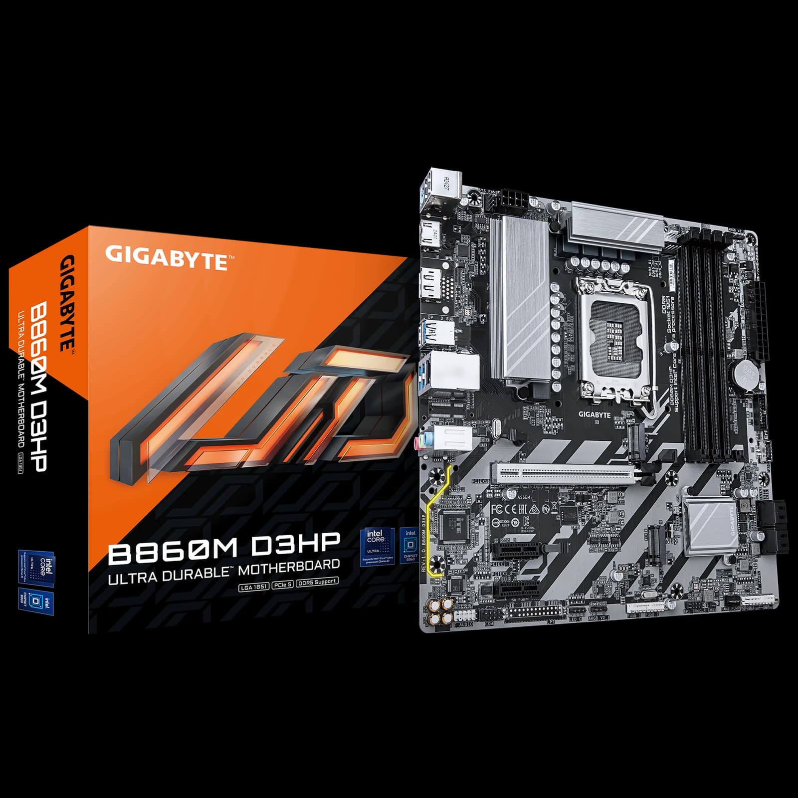 لوحة أم GIGABYTE B860M D3HP mATX Motherboard – LGA 1851, DDR5 حتى 9,066 MT/s (OC), PCIe 5.0, USB-C Gen1, Gigabit LAN & AI-Driven BIOS