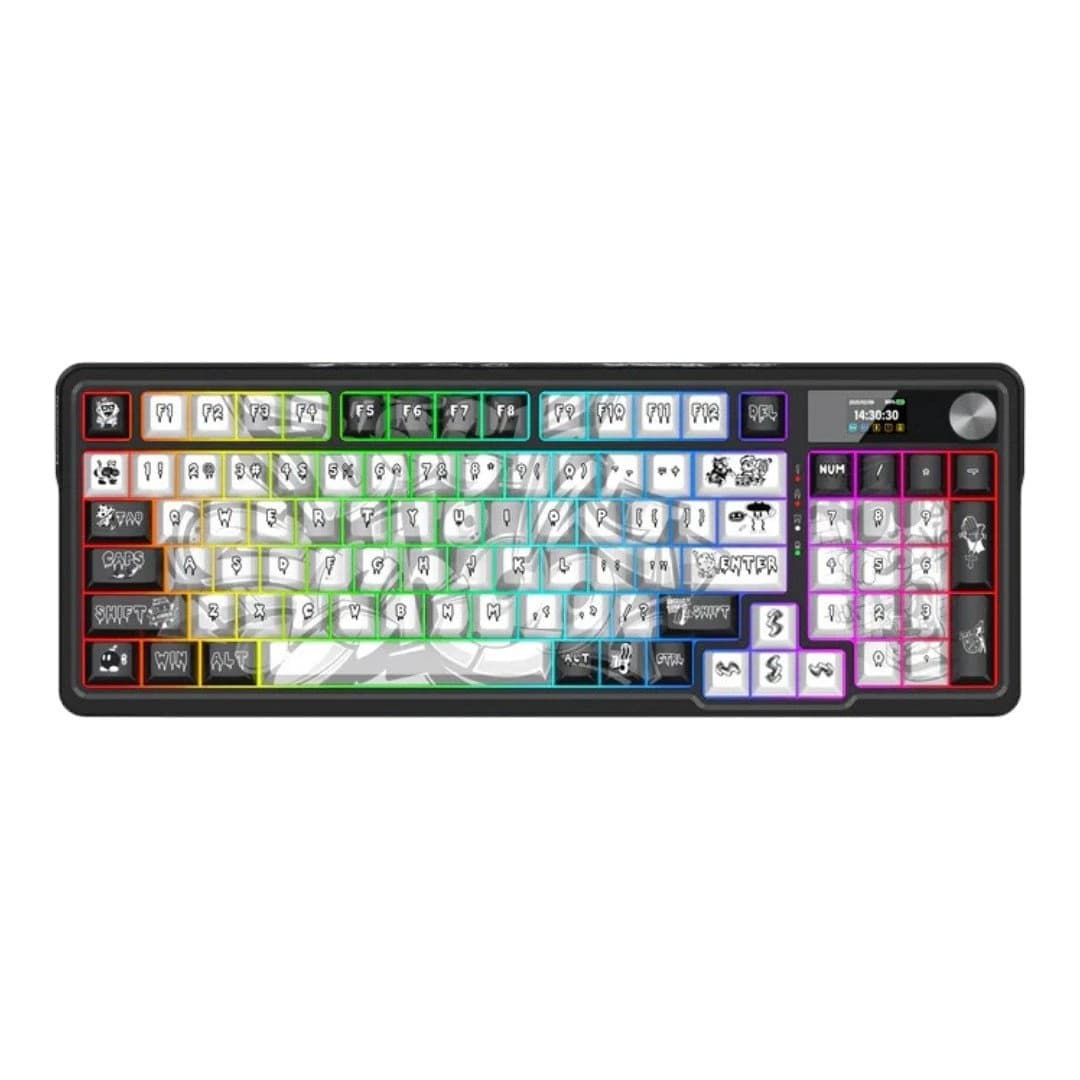 لوحة مفاتيح Redragon ARTEMIS K719 PRO Anime لاسلكية — رسومات أبيض وأسود
