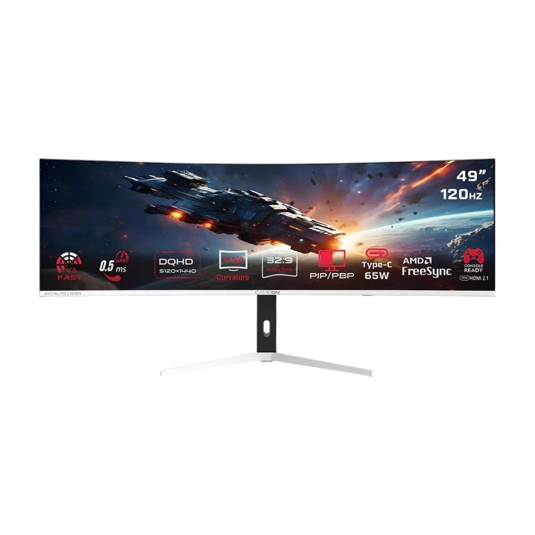 شاشة GameOn 49In 5K DQHD 120Hz Fast VA منحنية GOAC49DQHD120