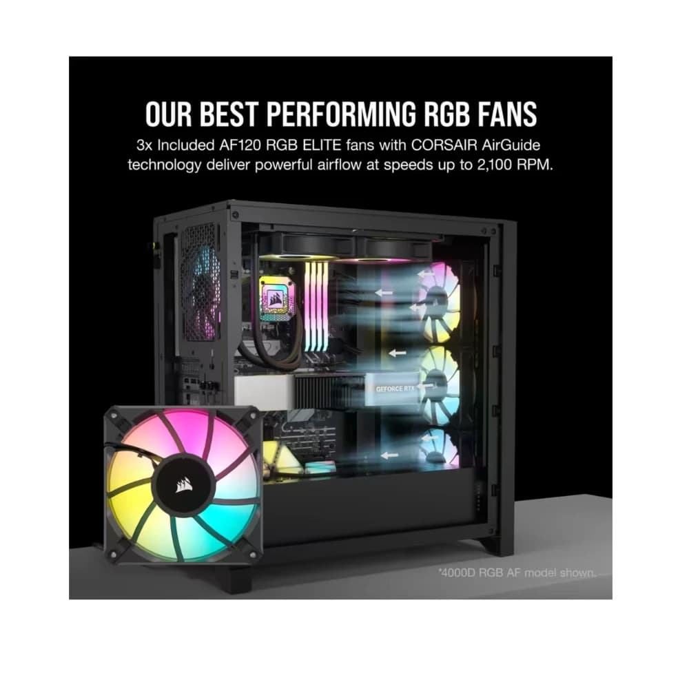 كيس كمبيوتر CORSAIR 5000D ICUE AIRFLOW مروحة RGB MT CASE أسود