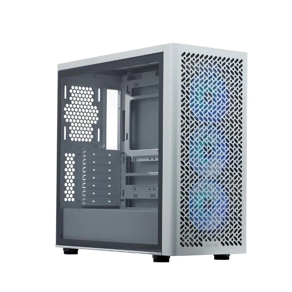 كيس كمبيوتر Cooler Master متوسط الحجم Cooler Master Elite 502- أبيض
