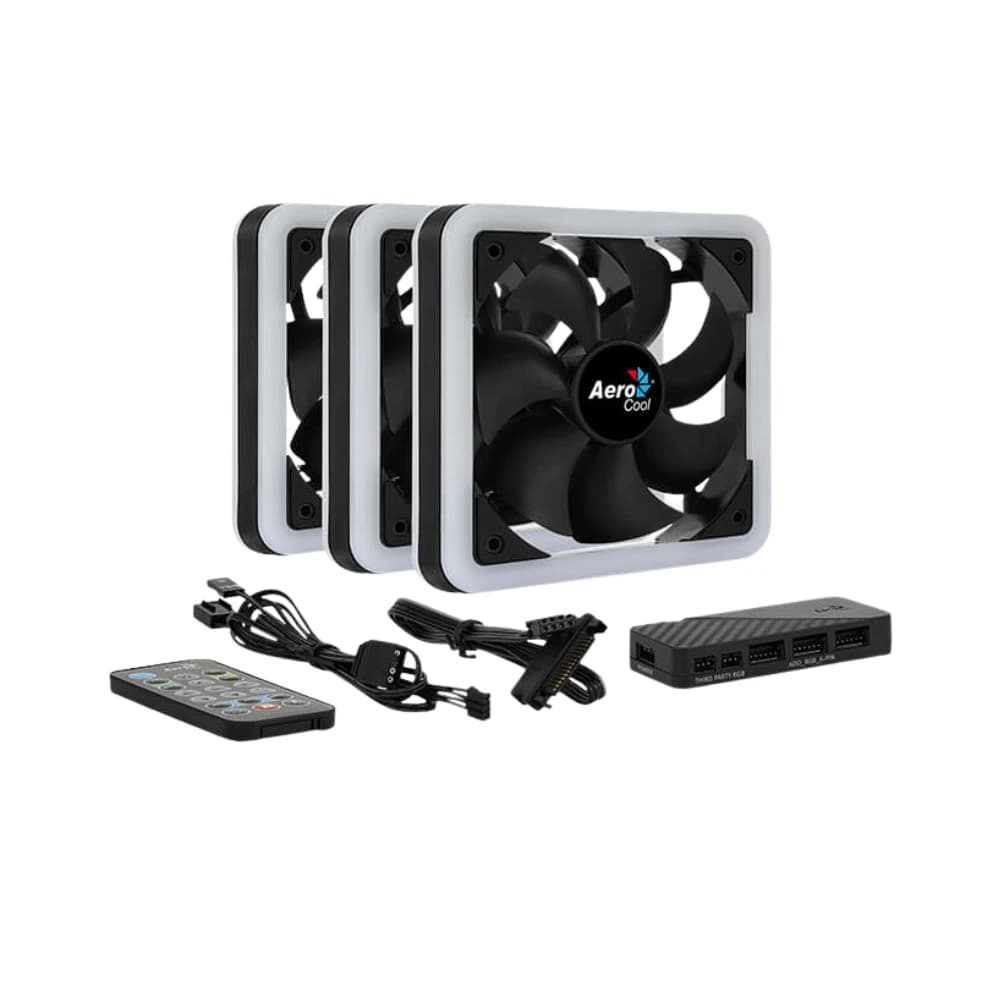 تبريد AEROCOOL مروحة CASE EDGE 14 PRO 3X140mm ARGB أسود+ REMOTE CONTROL
