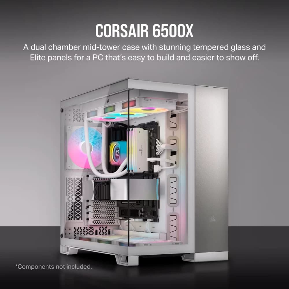 كيس كمبيوتر CORSAIR 6500X زجاج مقسّى MT SATIN رمادي CASE RGB