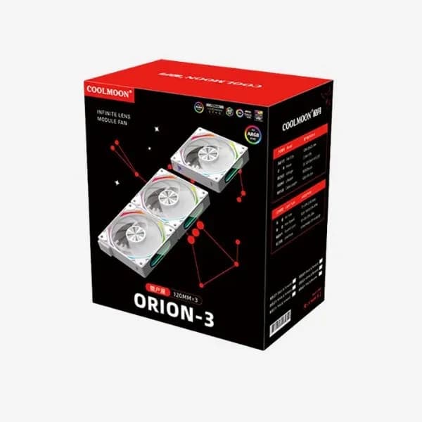 تبريد مروحة Reverse Blades ORION Set 3 مروحة PC ARGB مروحة أسود and أبيض