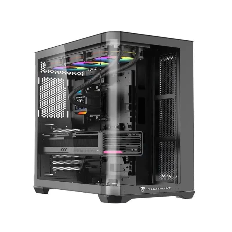 كيس كمبيوتر Jungle Leopard AC-01 متوسط الحجم ATX Gaming Case (بدون مراوح) – أسود