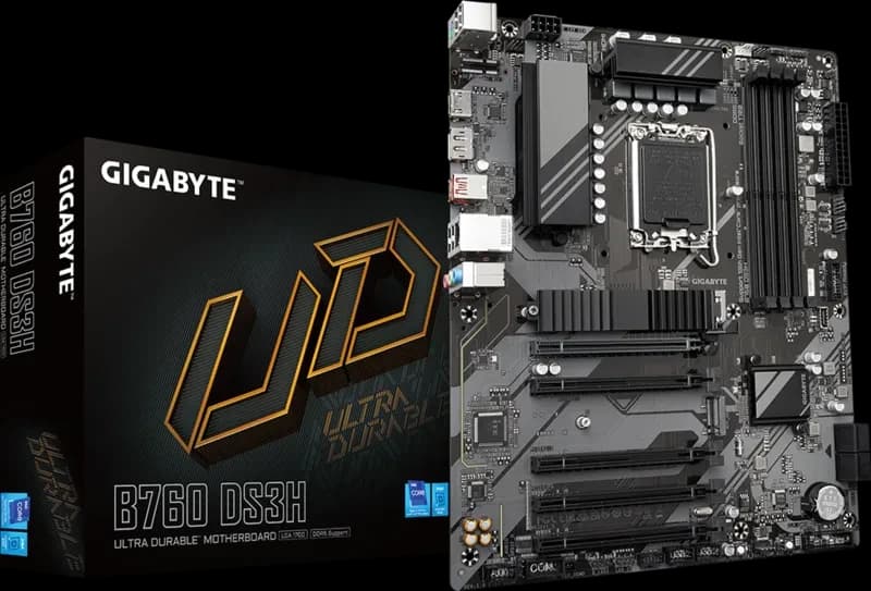 لوحة أم GIGABYTE B760 DS3H mATX Motherboard – Intel LGA1700, DDR5, PCIe 4.0, Dual M.2, USB-C, 2.5GbE LAN, EZ-Latch, Smart مروحة 6
