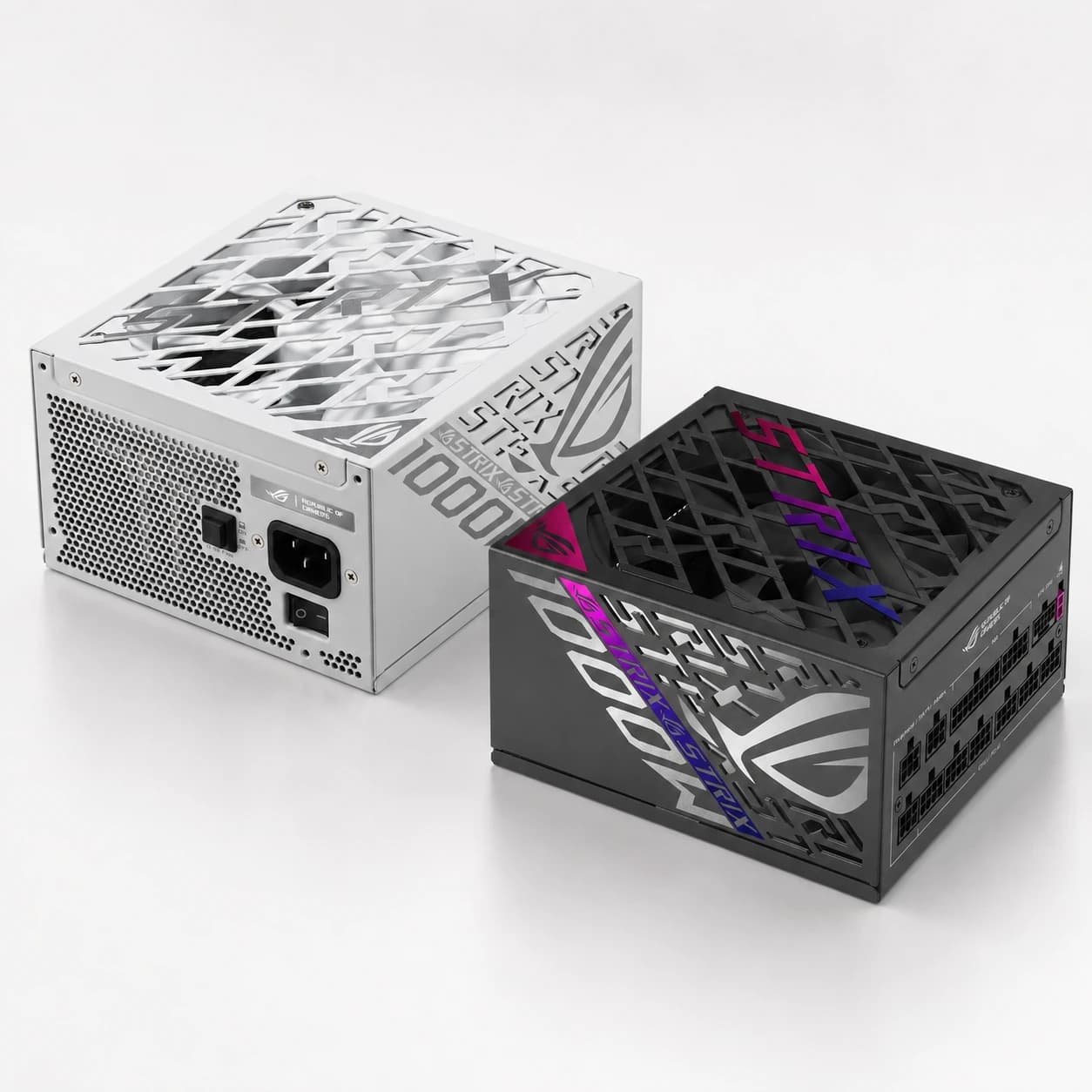مزود طاقة ASUS ROG STRIX GAMING 1000P, قابل للفصل بالكامل, 1000W 80+ Platinum, PCIe 5.1, أسود & أبيض