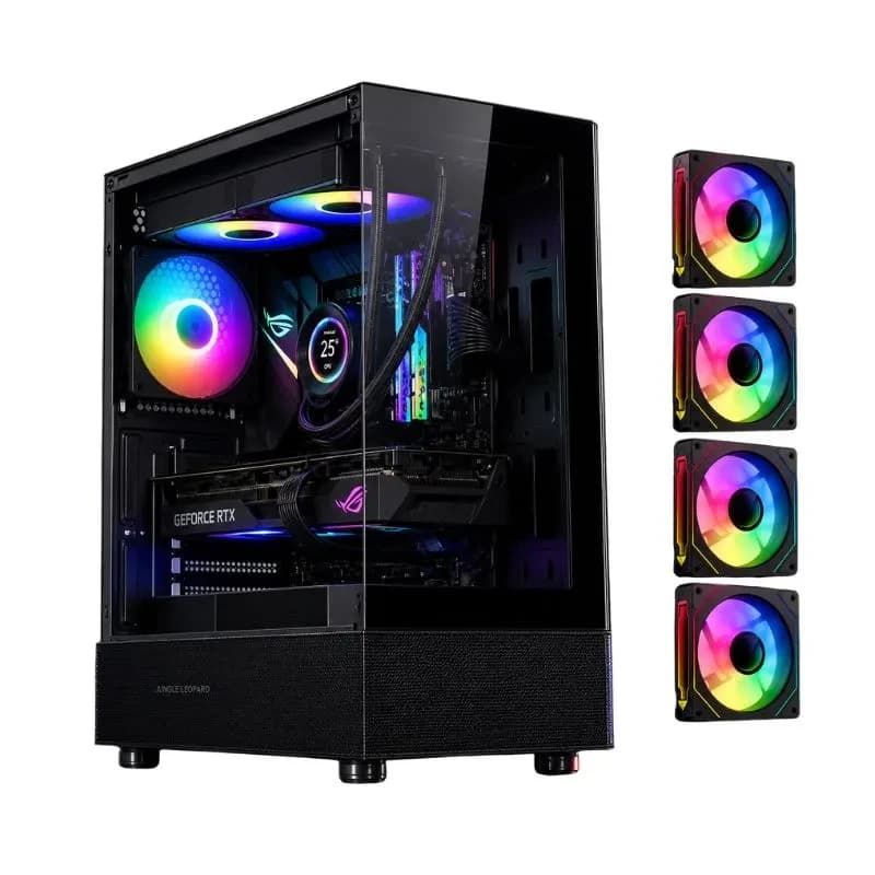كيس كمبيوتر SAMA Neview 3321 ATX متوسط الحجم Gaming Case (4-ARGB Pre-installed مراوح & Hub Control) – أسود
