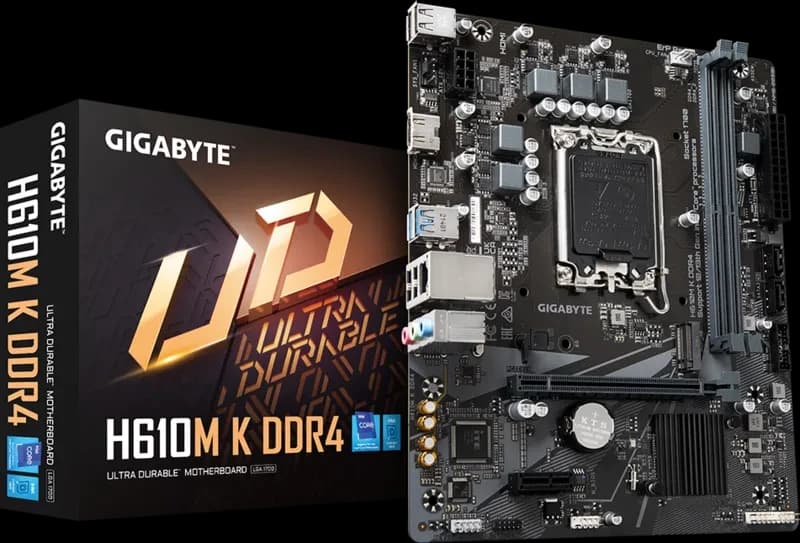 لوحة أم GIGABYTE H610M-K DDR4 Motherboard – Intel H610 Chipset, LGA1700, DDR4 Support, PCIe 4.0, M.2 SSD, USB 3.2 Gen1, SATA 6Gb/s – Micro-ATX