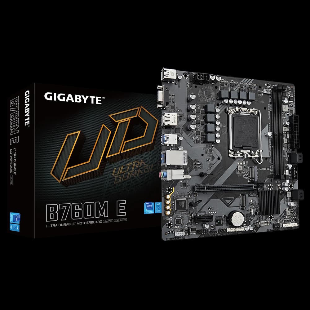 لوحة أم GIGABYTE B760M-E (rev. 1.0) – DDR5 Micro-ATX Motherboard, 13th/12th Gen Intel Support, Dual PCIe 4.0 M.2, Smart مروحة 6