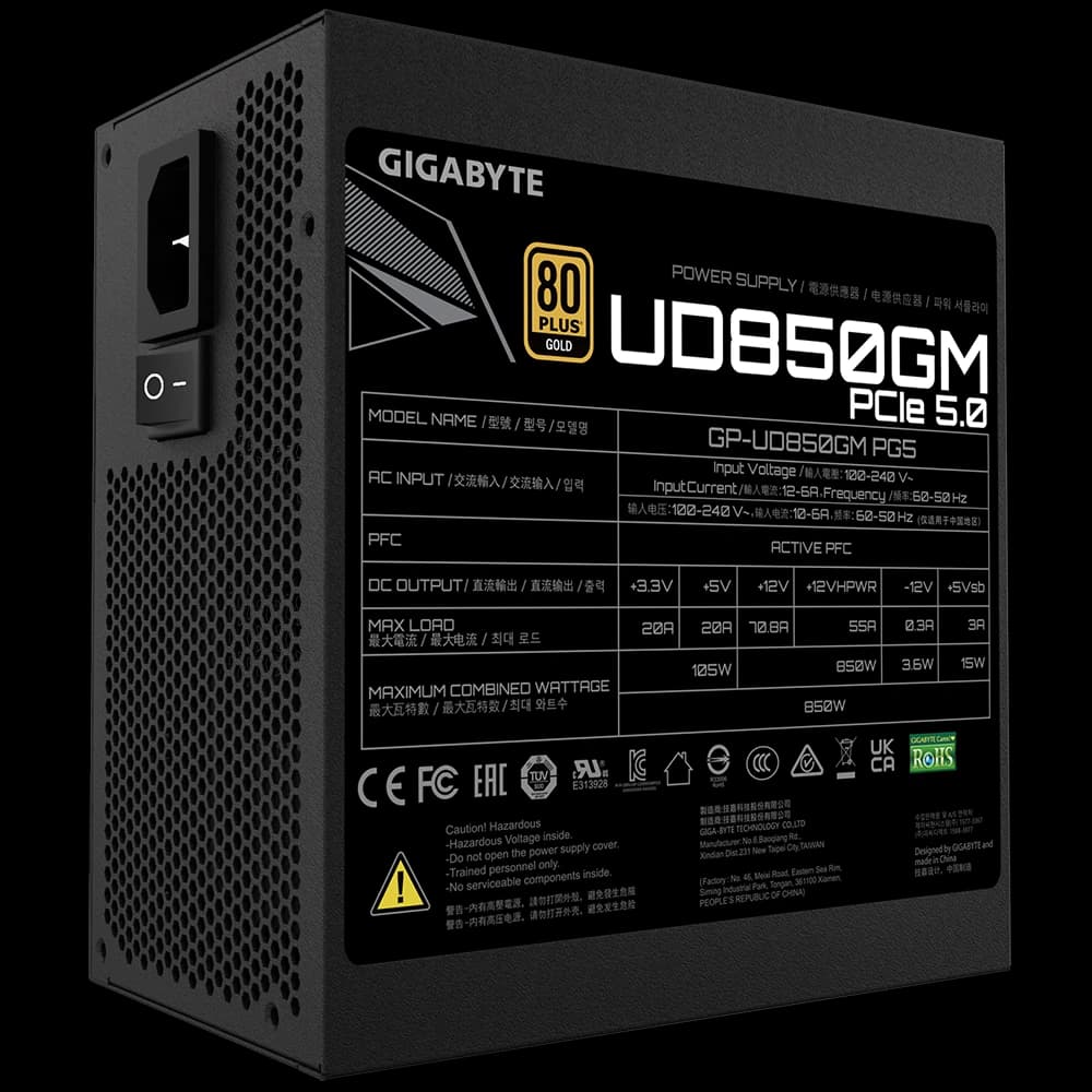مزود طاقة GIGABYTE UD850GM 850W 80+PLUS GOLD أسود