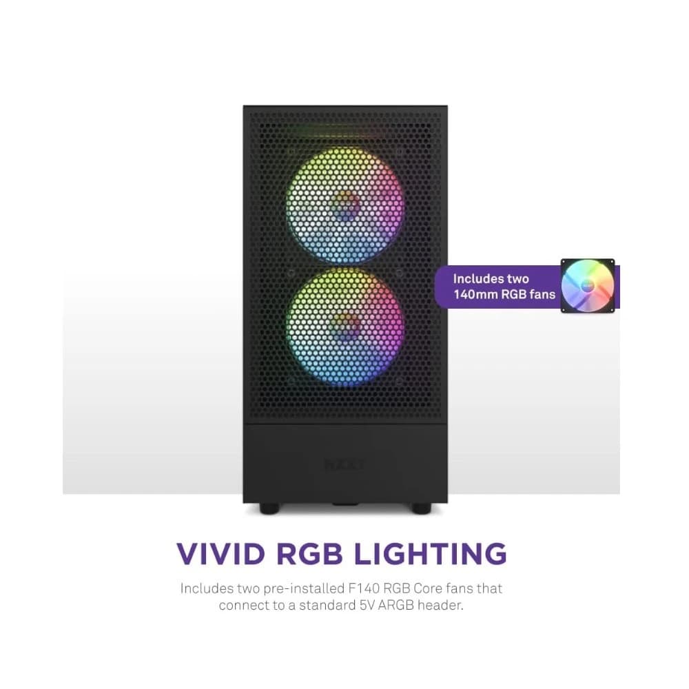 كيس كمبيوتر NZXT H5 FLOW RGB (2023) ATX متوسط الحجم Case – أسود