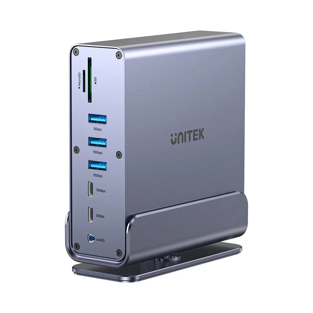 وحدة تخزين UNITEK D1135A Universal DisplayLink Triple 4K Docking Station – 15-in-1 USB-C/USB-A Hub, 3x 4K@60Hz Displays, 100W PD, Gigabit Ethernet, SD/MicroSD, Audio Jack