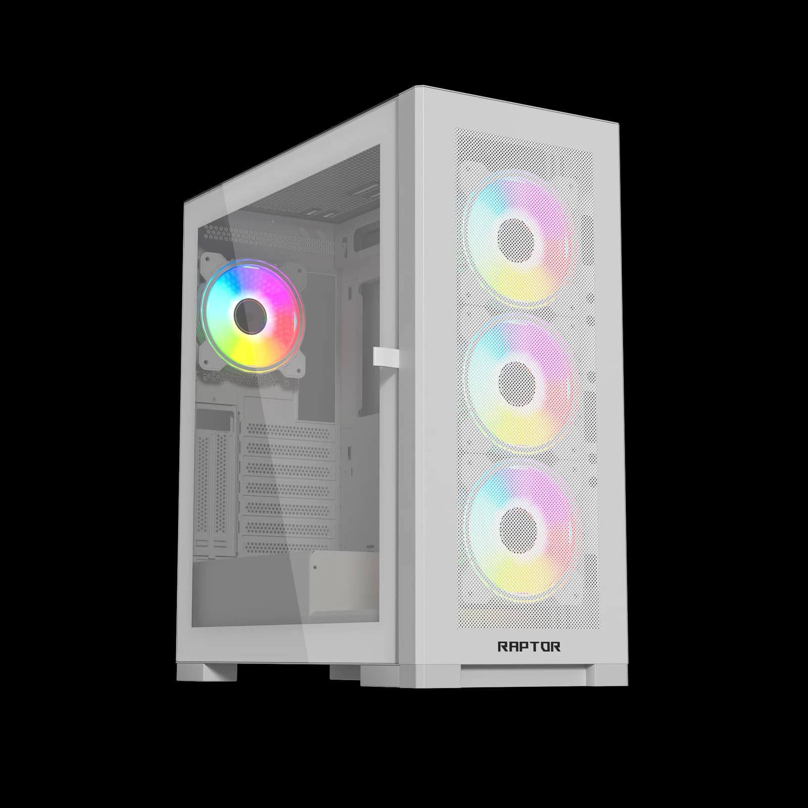 كيس كمبيوتر Raptor 290-XL ARCTIC HAWK RGB متوسط الحجم Case – أبيض