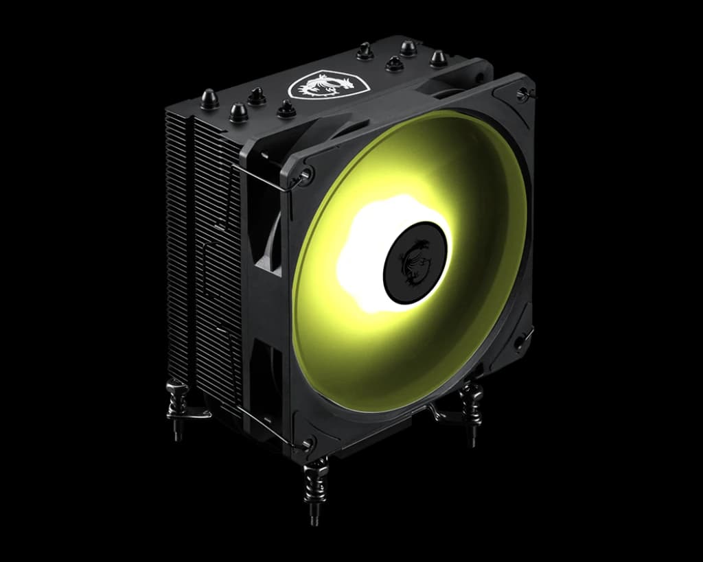 تبريد MSI MAG COREFROZR AA13 Air CPU Cooler – 120mm ARGB مروحة, 4× 6mm Direct-Touch Heat Pipes, Rifle Bearing, Compact Tower, Supports Intel LGA1700/1851 & AMD AM5/AM4 — أسود