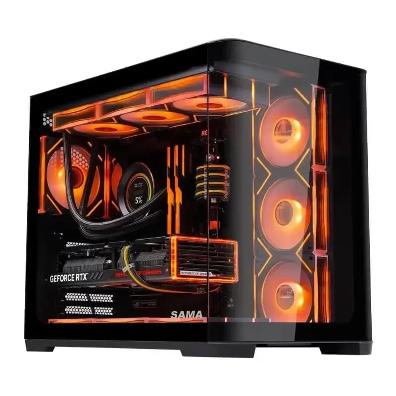 تبريد SAMA 2851A ATX متوسط الحجم Gaming Case (With 4-ARGB Pre-installed مراوح & مروحة Hub) – أسود
