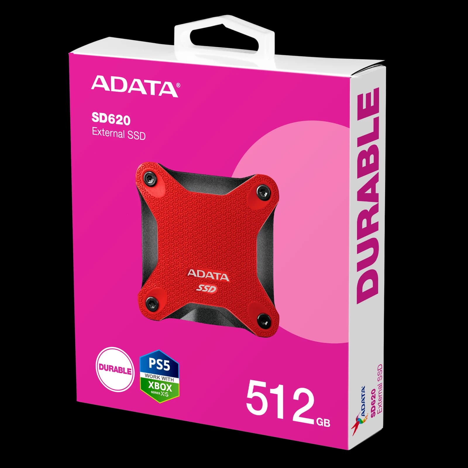 وحدة تخزين ADATA SD620 External SSD USB 3.2 Gen2 MIL-STD 1.22m Drop Rugged Design – 512GB — أحمر