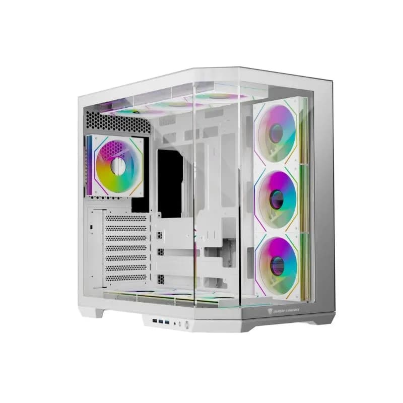 كيس كمبيوتر Jungle Leopard AS-01 متوسط الحجم ATX Gaming Case (بدون مراوح) – أبيض