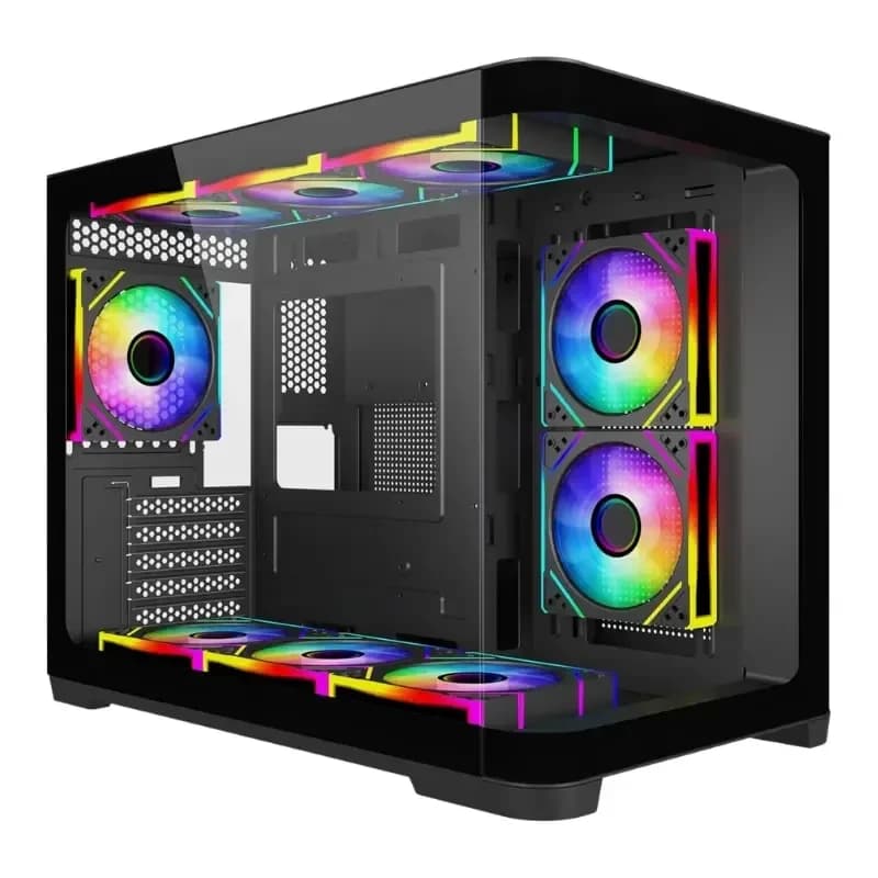 تبريد SAMA Neview 2851M MATX Curved زجاج مقسّى (4 Pre-Installed ARGB مراوح + ARGB مروحة hub) – أسود