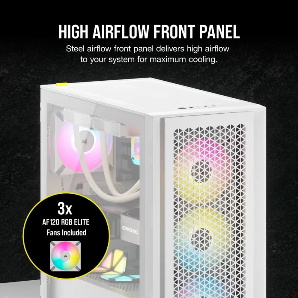 كيس كمبيوتر CORSAIR ICUE 4000D RGB TOWER زجاج مقسّى CASE أبيض
