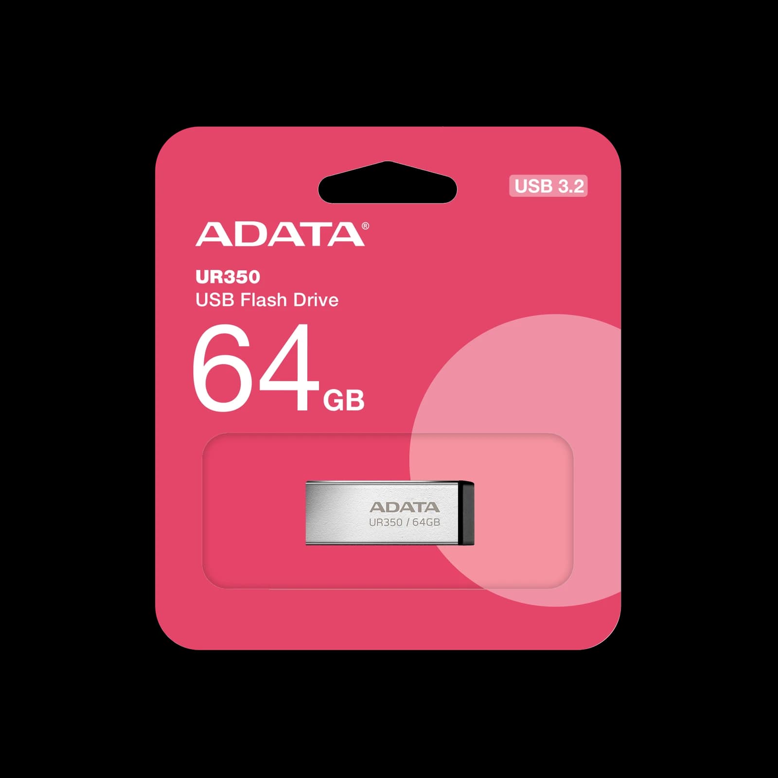 وحدة تخزين ADATA UR350 USB 3.2 Gen1 Flash Drive Waterproof Featherweight 3.5g — 64GB / أسود