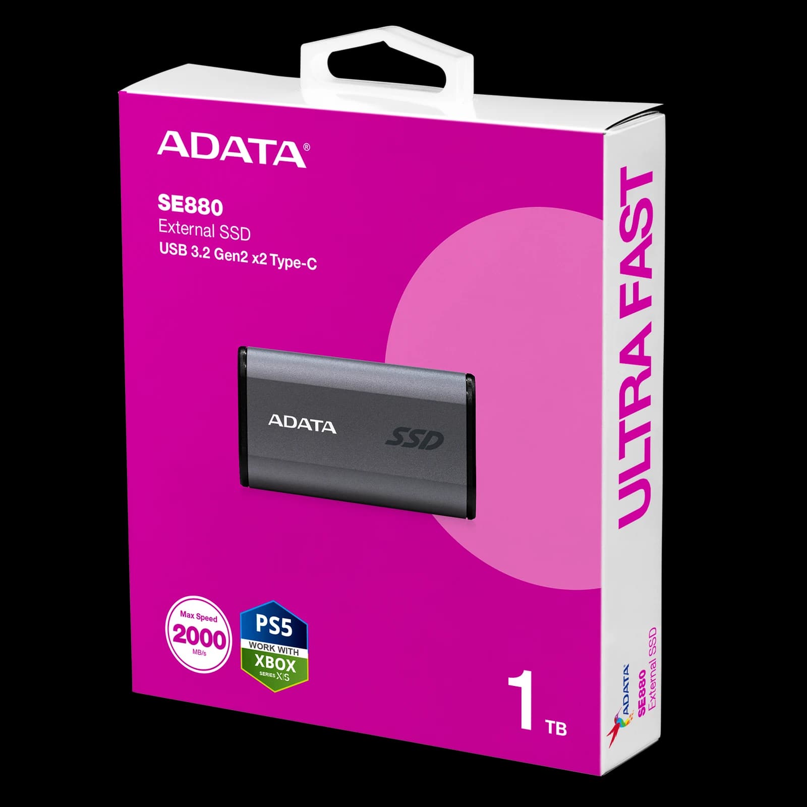وحدة تخزين ADATA SE880 External SSD USB 3.2 Gen2x2 Ultra Compact USB-C 2000MB/s Read Write — رمادي