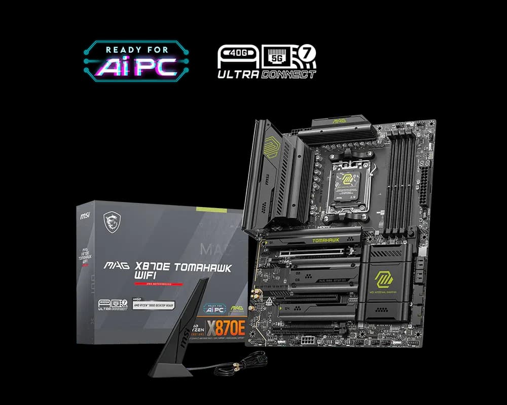لوحة أم MSI MAG X870E Tomahawk WiFi AM5 Motherboard – DDR5, PCIe 5.0, USB4, Wi-Fi 7, 5G LAN, ATX Gaming Board for Ryzen 9000 Series
