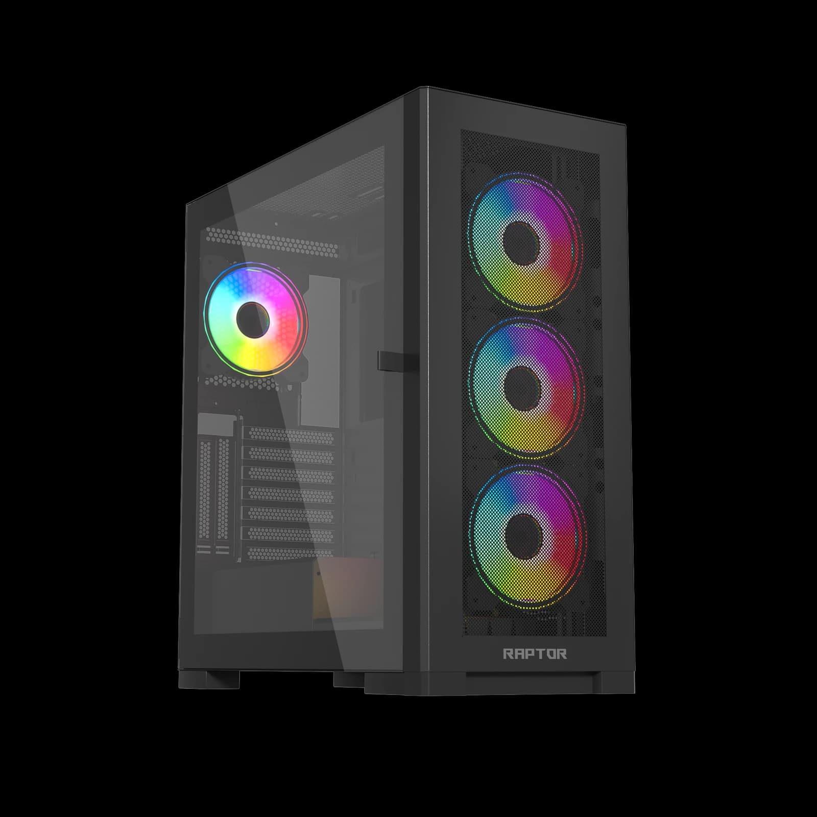 كيس كمبيوتر Raptor 290-XL ARCTIC HAWK RGB متوسط الحجم Case – أسود