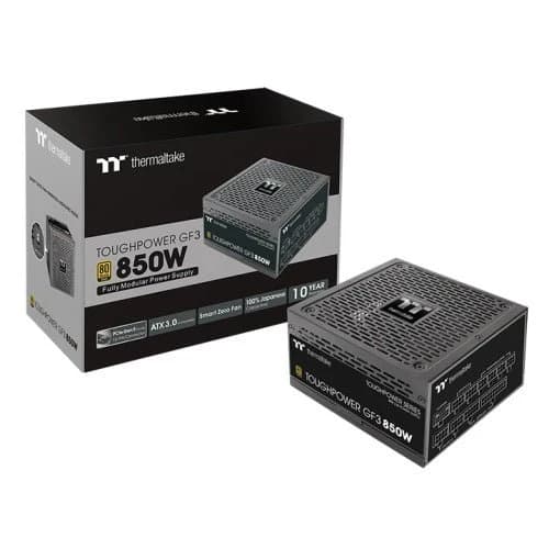 مزود طاقة Thermaltake Toughpower GF3 850 W Gold – ATX 3.0, PCIe 5.0-Ready (12VHPWR), 80 PLUS Gold, قابل للفصل بالكامل, Smart Zero مروحة