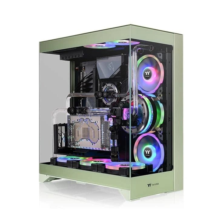 كيس كمبيوتر Thermaltake CTE E550 TG متوسط الحجم ATX Case; 3 زجاج مقسّى Panels; Hidden-Connector Motherboard Support; Three-Way VGA Installations; Dual Chamber Design — Matcha أخضر