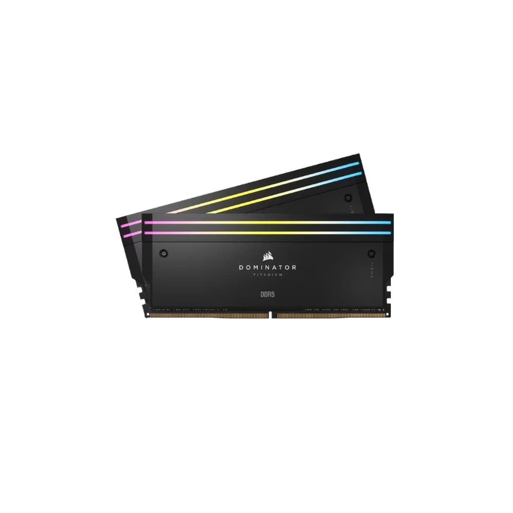 ذاكرة RAM CORSAIR DOMINATOR TITANIUM RGB DDR5 32GB (2x16GB) 7200MT/s CL34 أسود