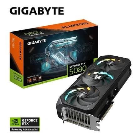 Graphics Card GIGABYTE RTX 5080 Gaming OC 16G – 16 GB GDDR7, PCIe 5.0, 2730 MHz Boost, WINDFORCE Triple-Fan, Dual BIOS