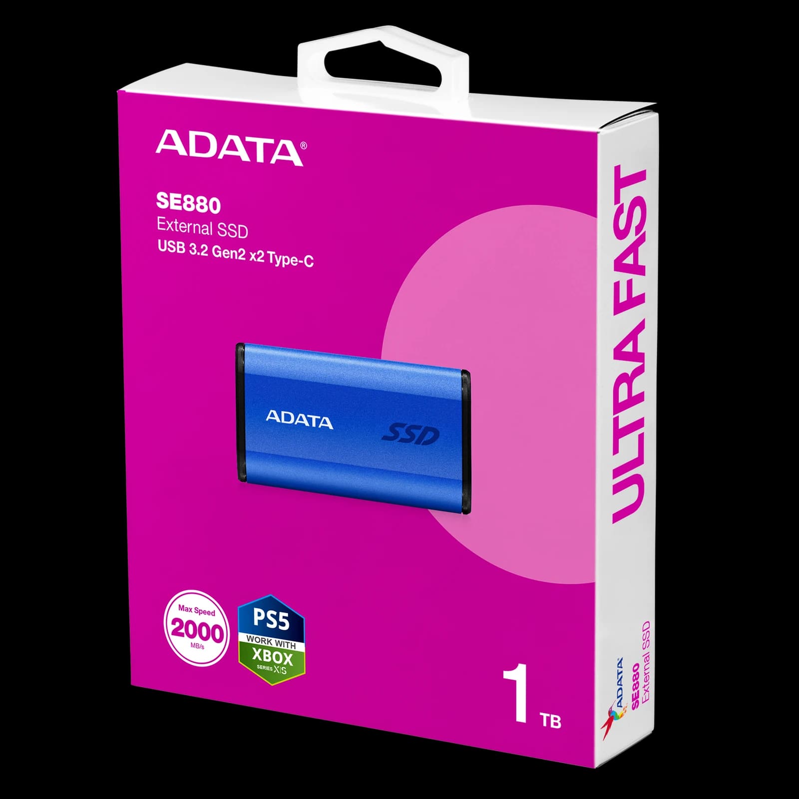 وحدة تخزين ADATA SE880 External SSD USB 3.2 Gen2x2 Ultra Compact USB-C 2000MB/s Read Write — أزرق