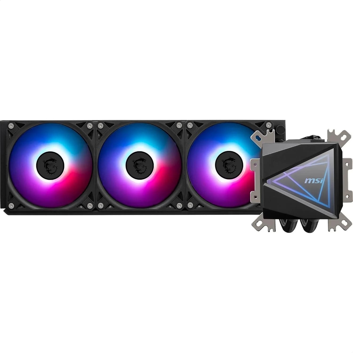 تبريد MSI MAG CORELIQUID I360 AIO CPU مبرد سائل – Enlarged Copper Cold Plate, ARGB Blockhead & LDB مراوح, Dual-Chamber Water Block, Split-Flow Radiator, Mystic Light Supported – Intel & AMD Compatible