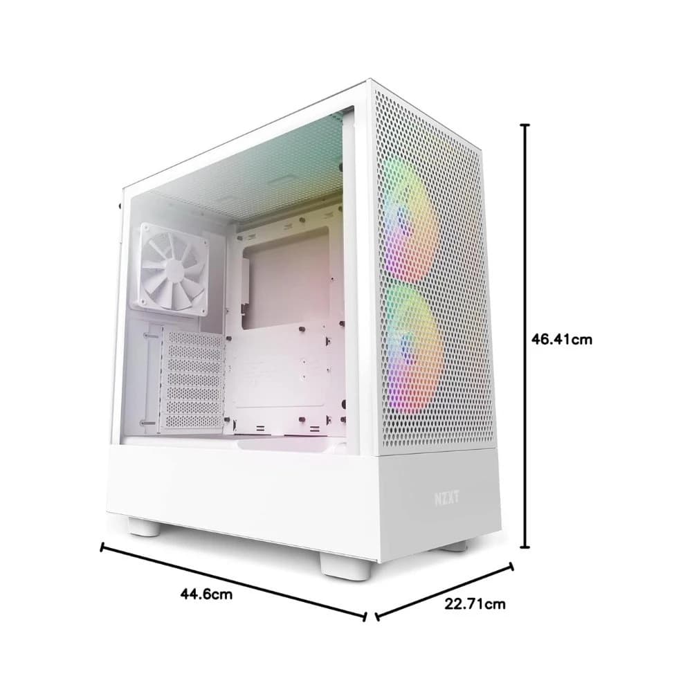 كيس كمبيوتر NZXT H5 FLOW RGB EDITION ATX متوسط الحجم CASE-أبيض