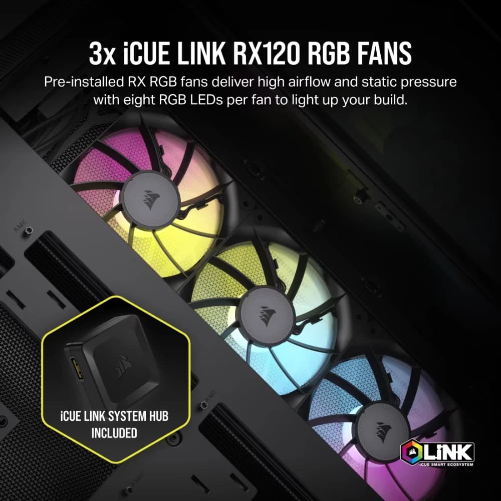 كيس كمبيوتر CORSAIR 6500X زجاج مقسّى MT CASE RGB أسود ICUE LINK