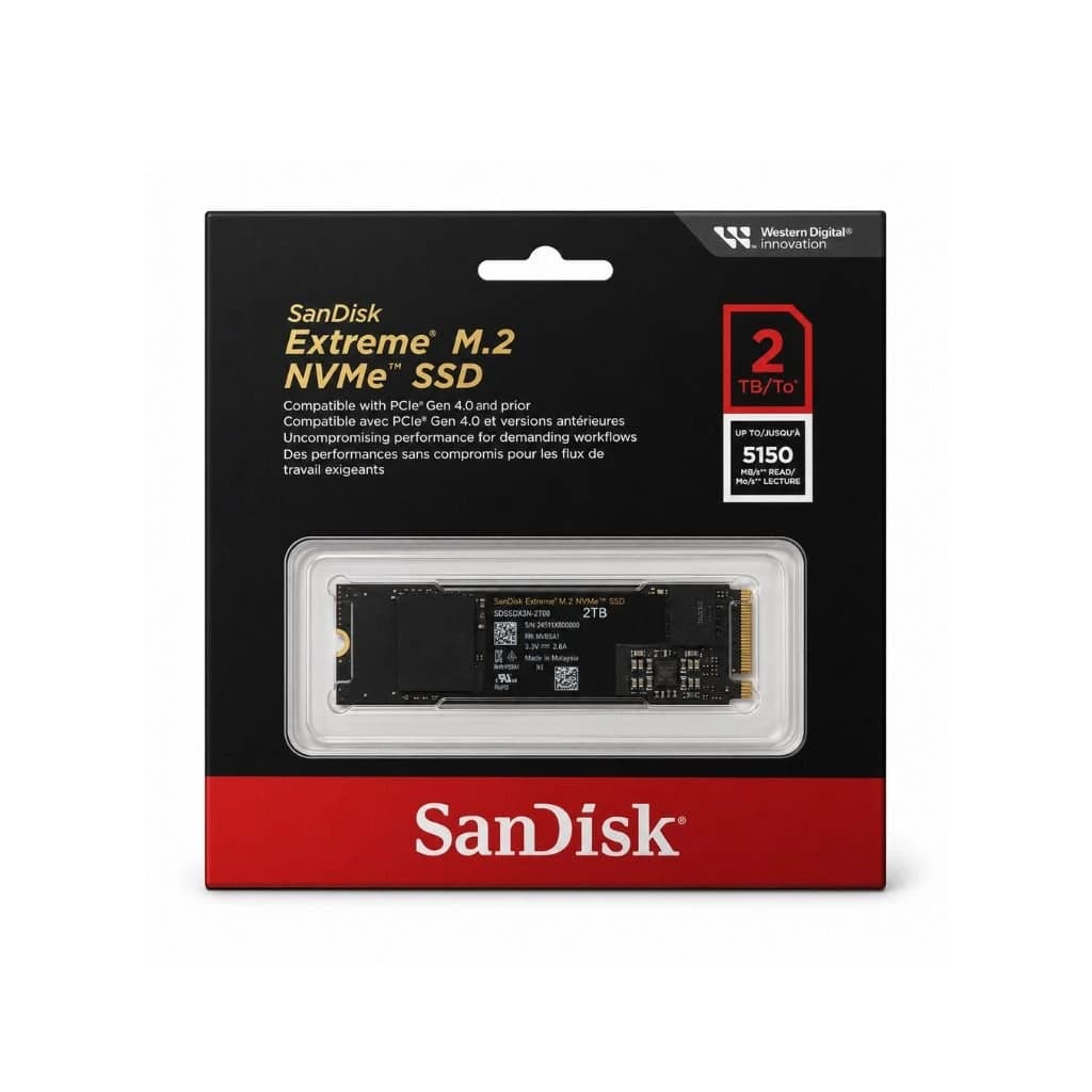 وحدة تخزين SanDisk Extreme 2TB NVMe SSD – M.2 2280 PCIe Gen 4