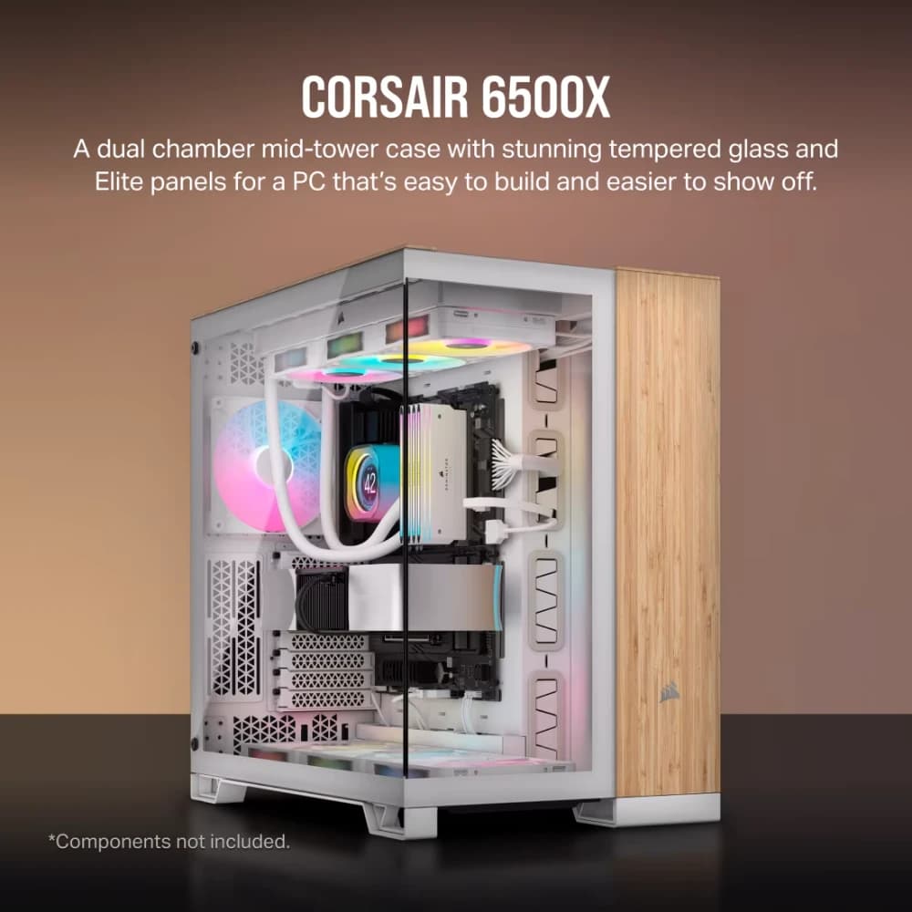 كيس كمبيوتر CORSAIR 6500X زجاج مقسّى MT BAMBOO WOOD CASE RGB