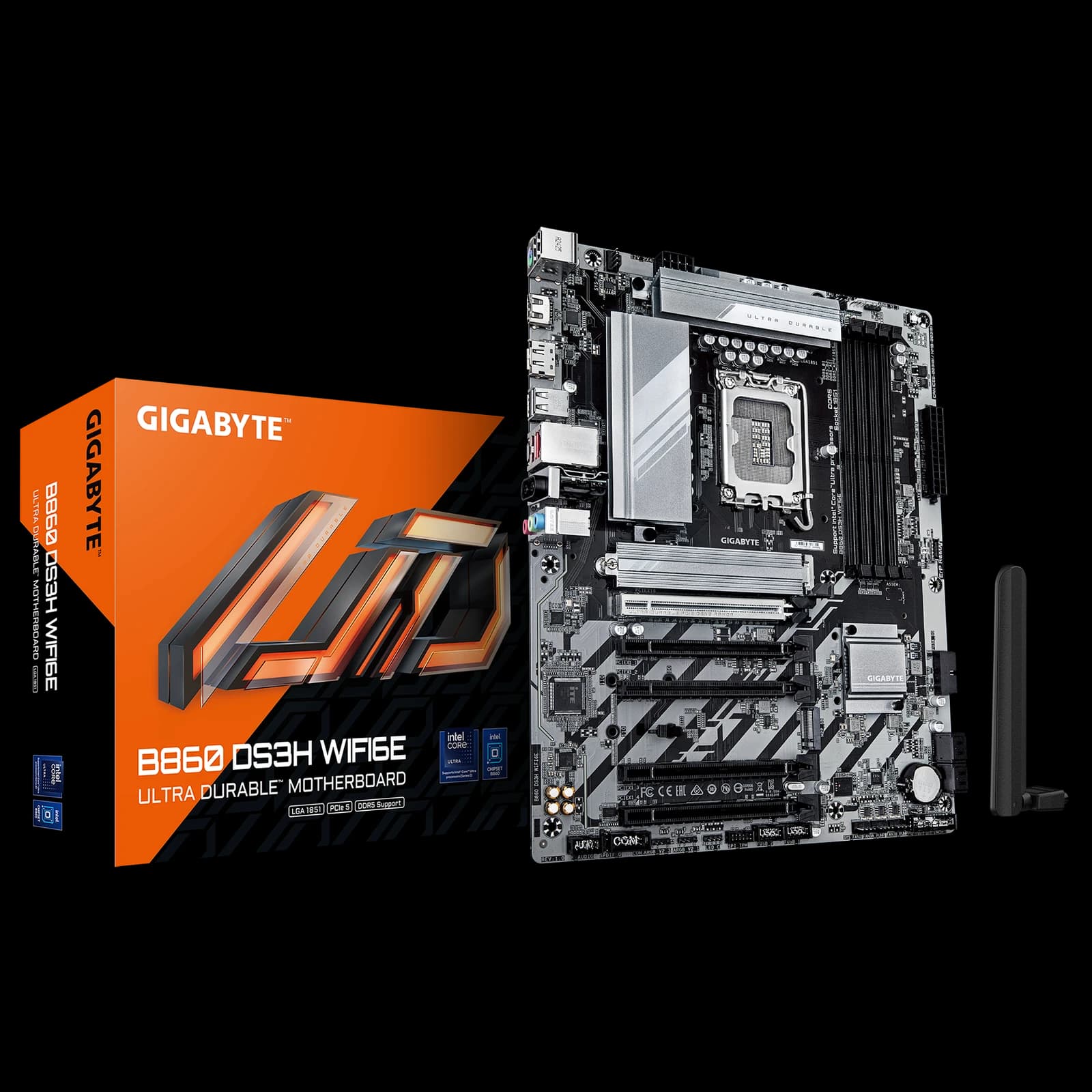 لوحة أم GIGABYTE B860 DS3H WIFI6E ATX Motherboard – LGA1851, DDR5, PCIe 5.0/M.2, Wi-Fi 6E, 2.5 Gb LAN, USB-C 3.2 Gen2x2