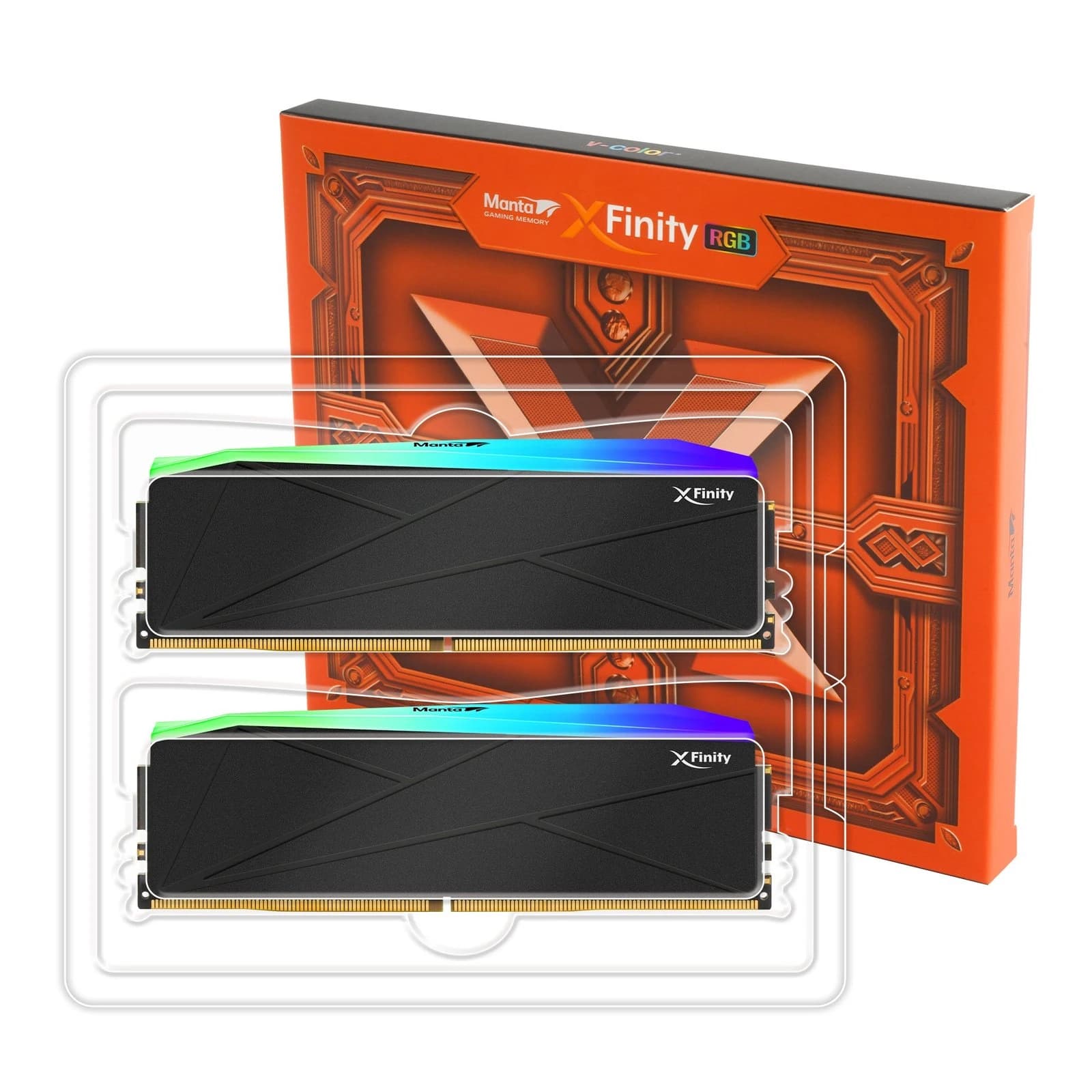 ذاكرة RAM V-Color Manta XFinity RGB DDR5 64GB (32GB x 2) 6400MHz XMP 3.0 & AMD EXPO CL32