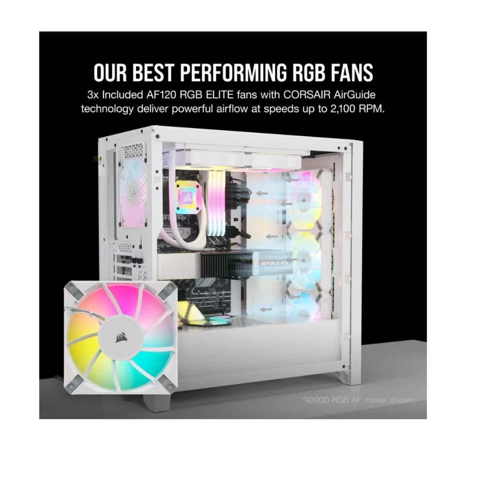 كيس كمبيوتر CORSAIR 5000D ICUE AIRFLOW مروحة RGB MT CASE أبيض