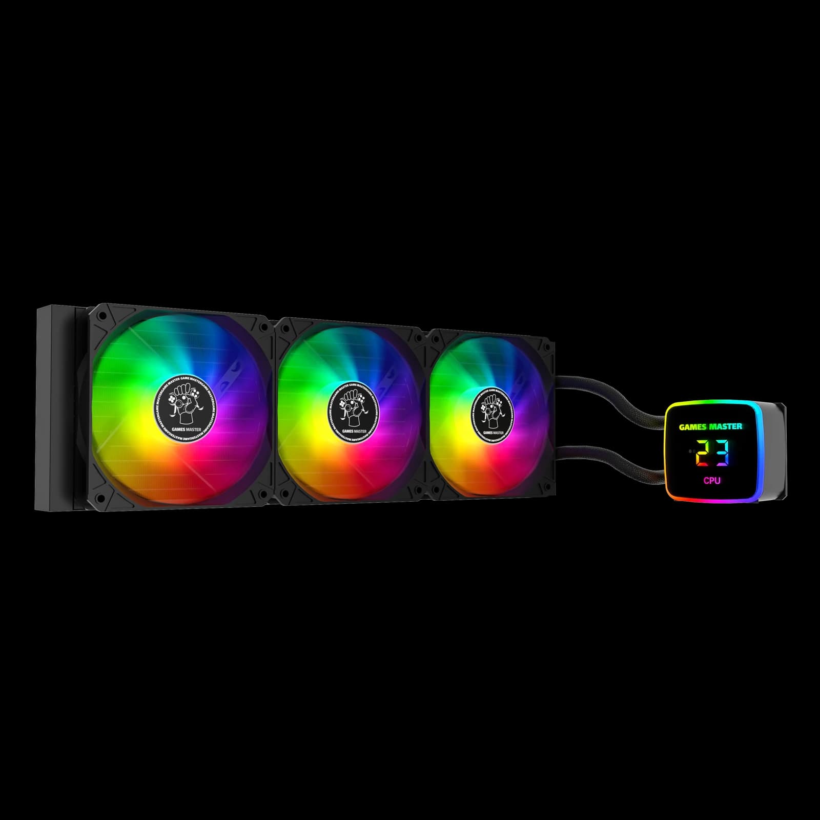 تبريد GAMES MASTER WATER COOLING LZ360 ARGB CPU مبرد سائل – 2.4″ IPS LCD Screen – 360mm Radiator.