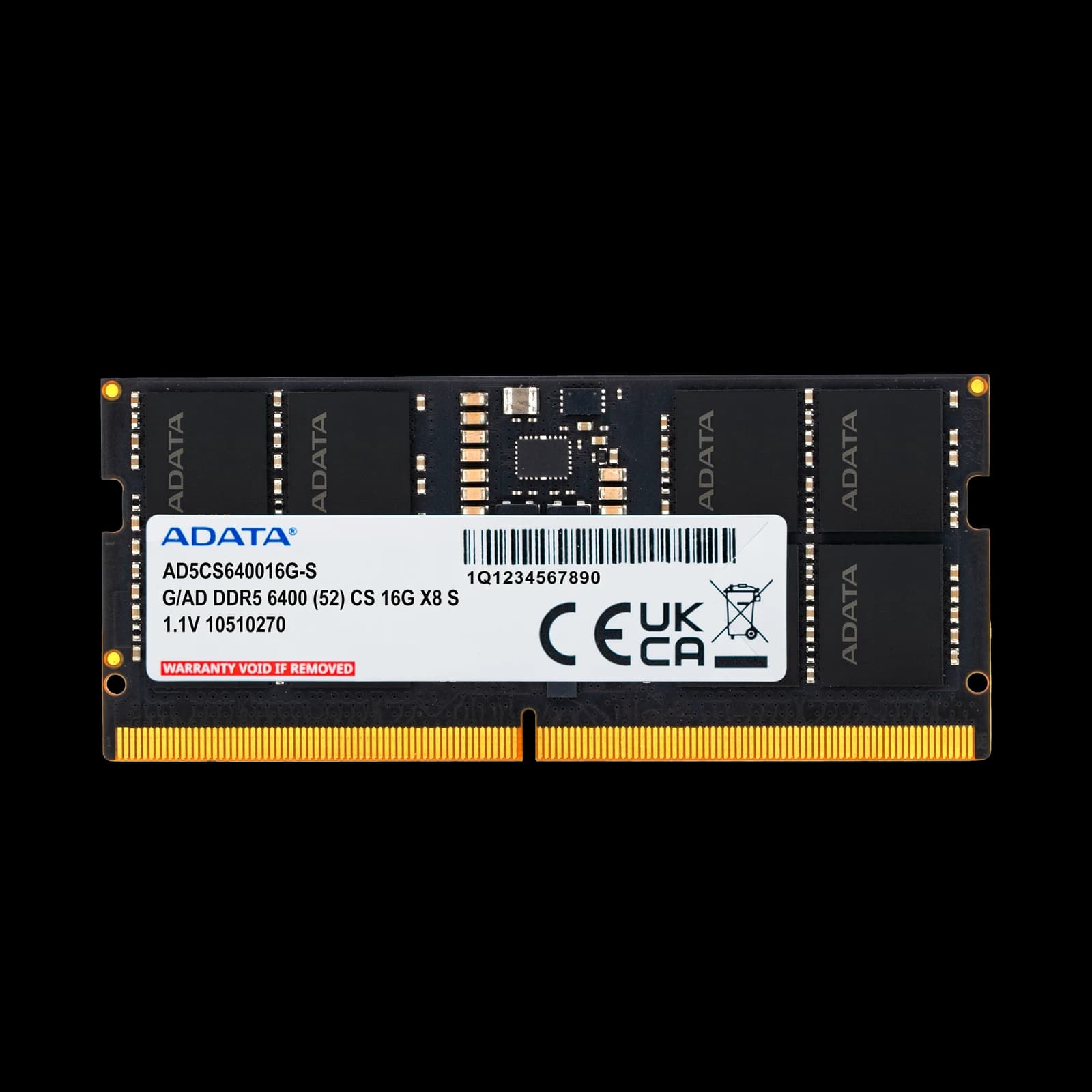 ذاكرة RAM ADATA DDR5 SO-DIMM Memory Module – 6400 MT/s, 1.1 V, Built-In PMIC & On-Die ECC, 16GB لابتوب RAM