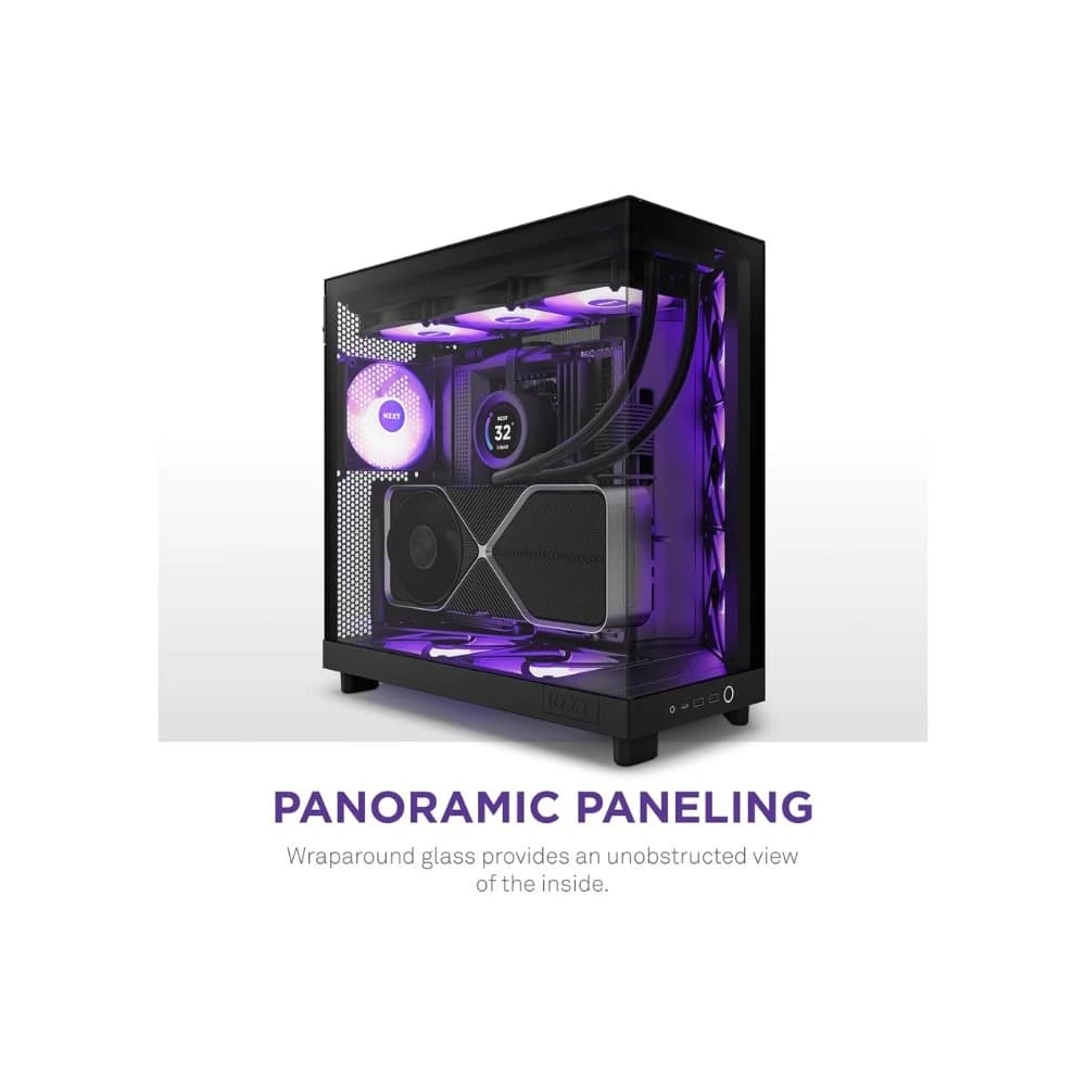 كيس كمبيوتر NZXT H6 FLOW RGB COMPACT DUAL-CHAMBER ATX أسود CASE