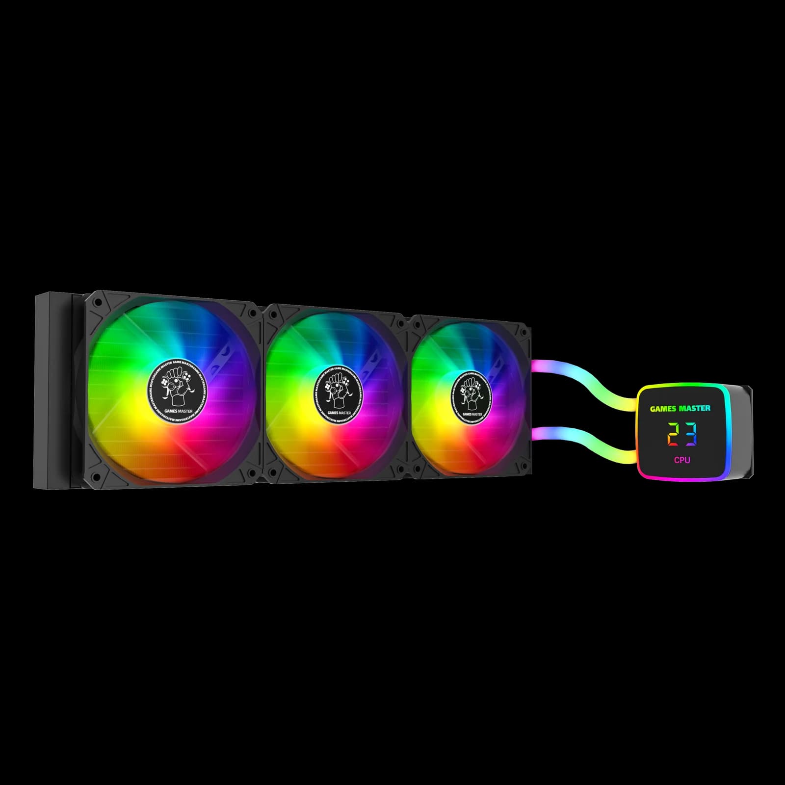 تبريد GAMES MASTER LZ360 PLUS ARGB CPU مبرد سائل – 2.4″ IPS LCD Screen – 360mm Radiator with LIGHT TUBE.