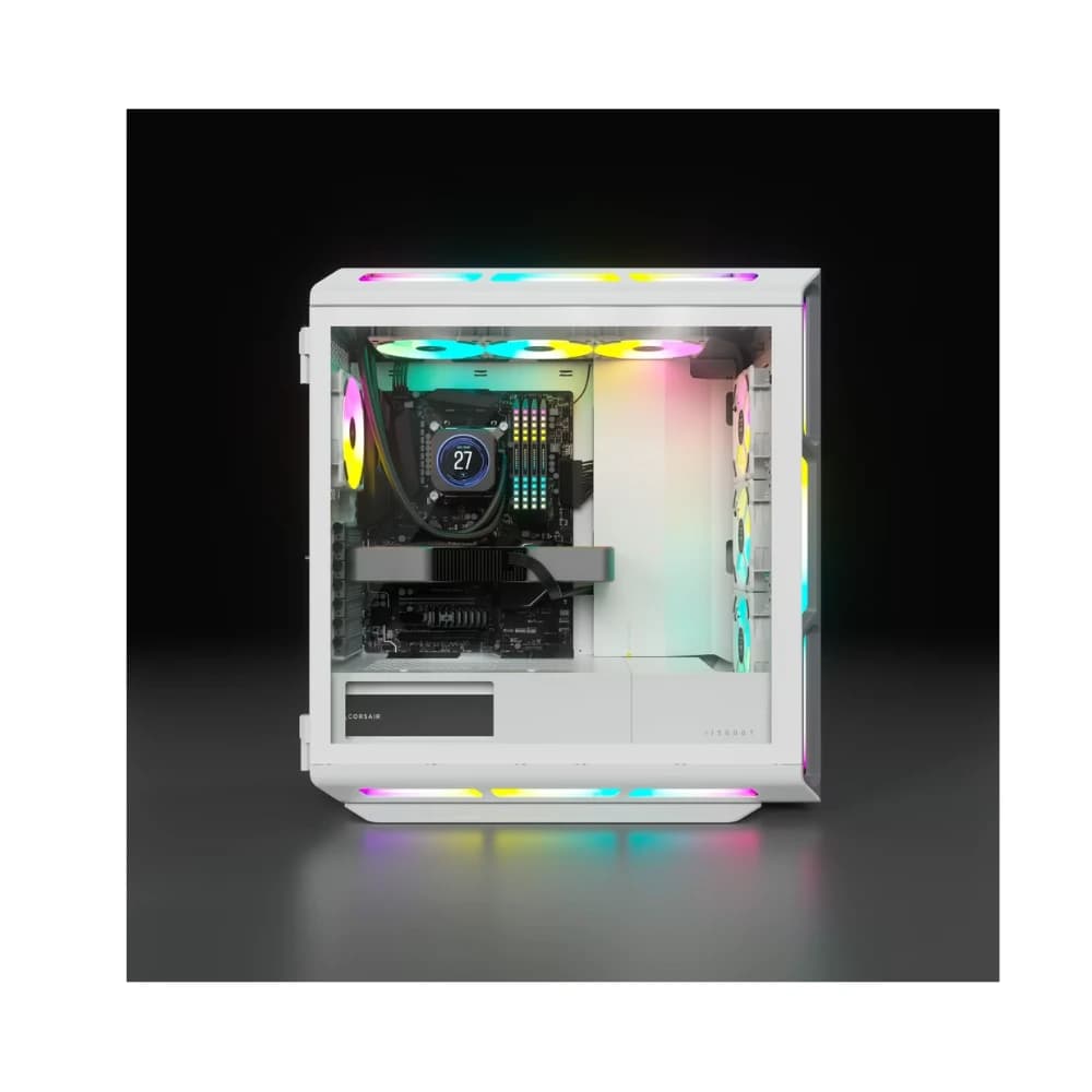 كيس كمبيوتر CORSAIR ICUE 5000T RGB زجاج مقسّى متوسط الحجم CASE أبيض