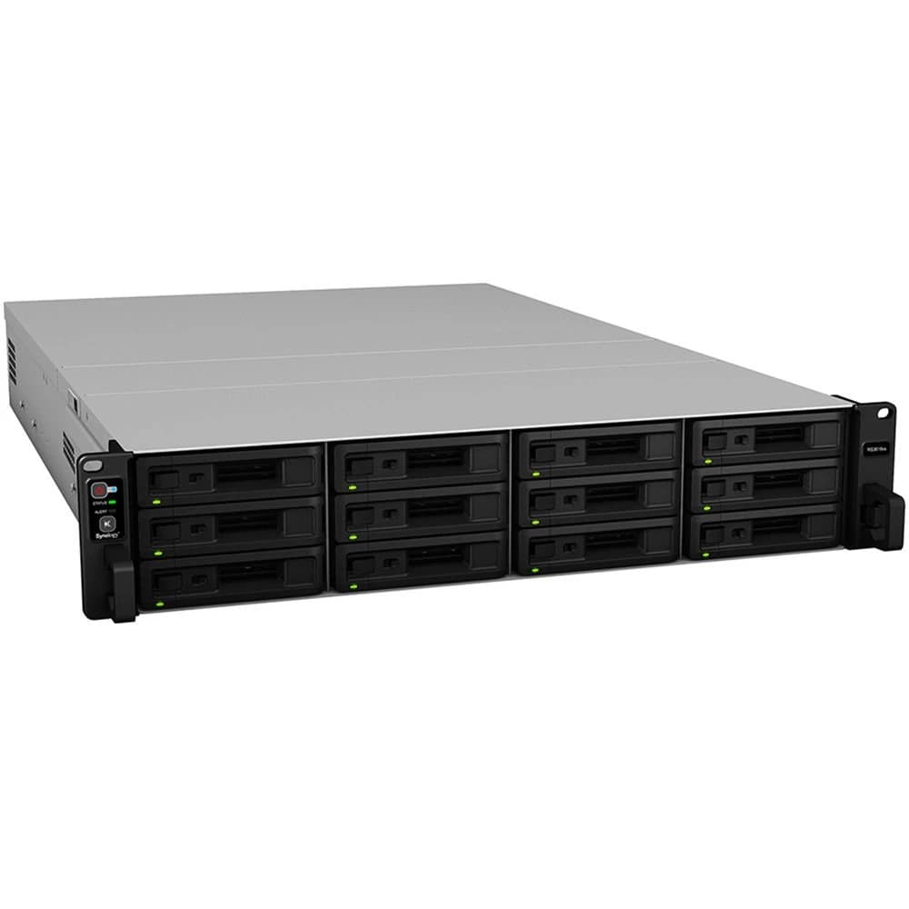 وحدة تخزين Synology RackStation RS3618xs – 12-Bay 2U NAS, Intel Xeon D-1521, 8GB DDR4 ECC (حتى 64GB), 4x 1GbE, PCIe for 10GbE, Btrfs, Scalable to 36 Drives